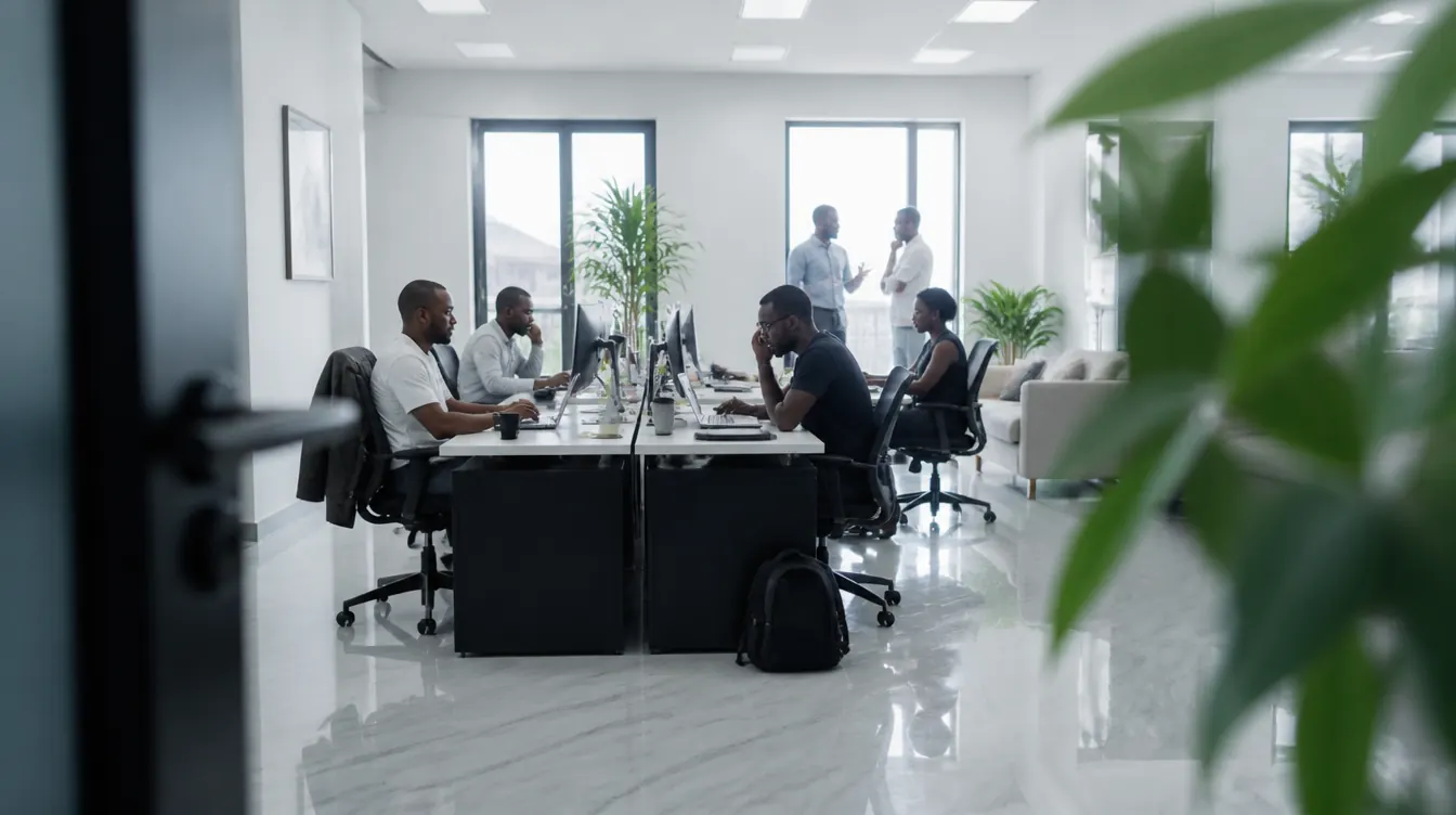 Réunion d’équipe dans les bureaux de fondamental.africa